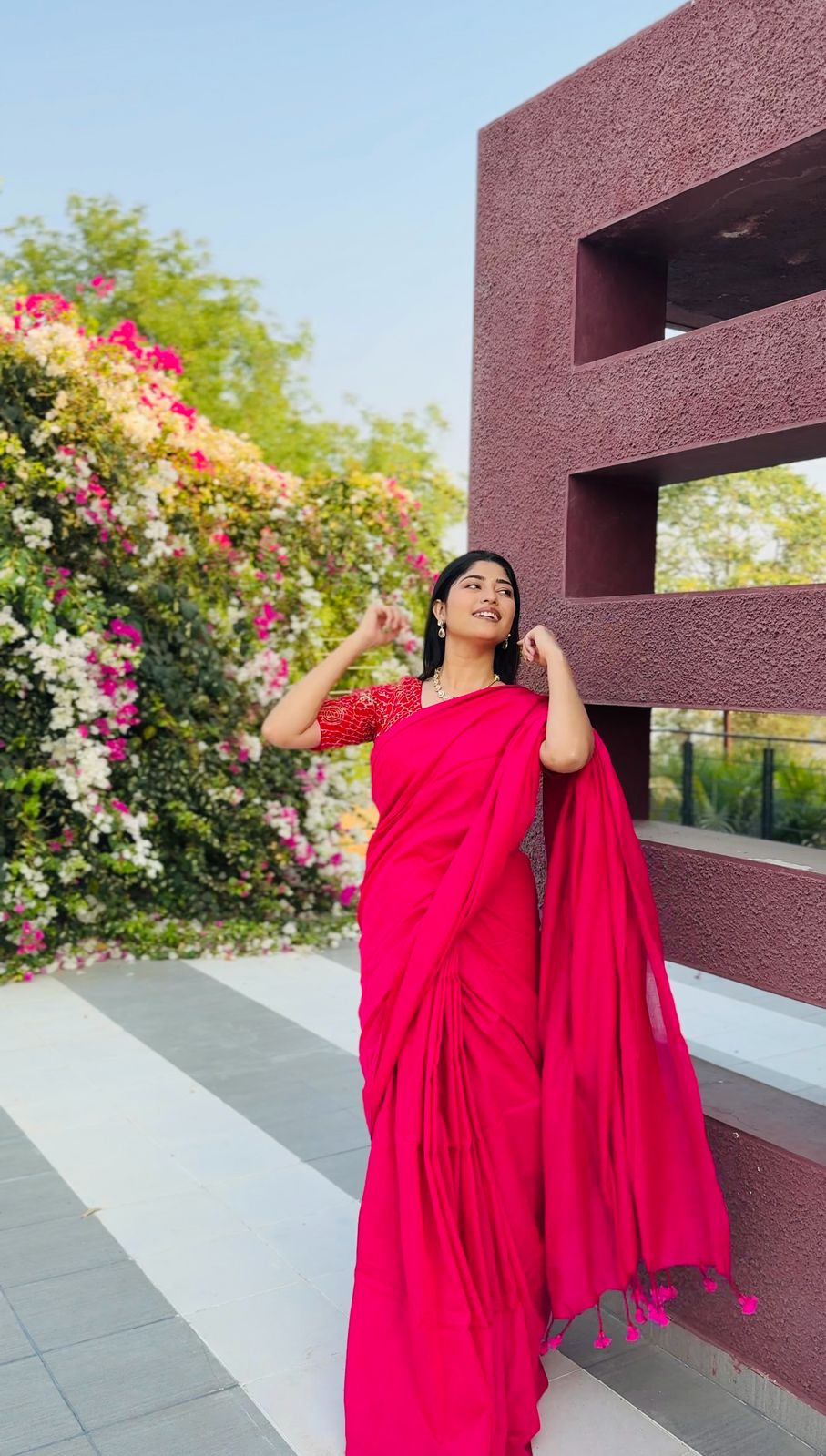 Rangdhaaga Rani pink Cotton Saree